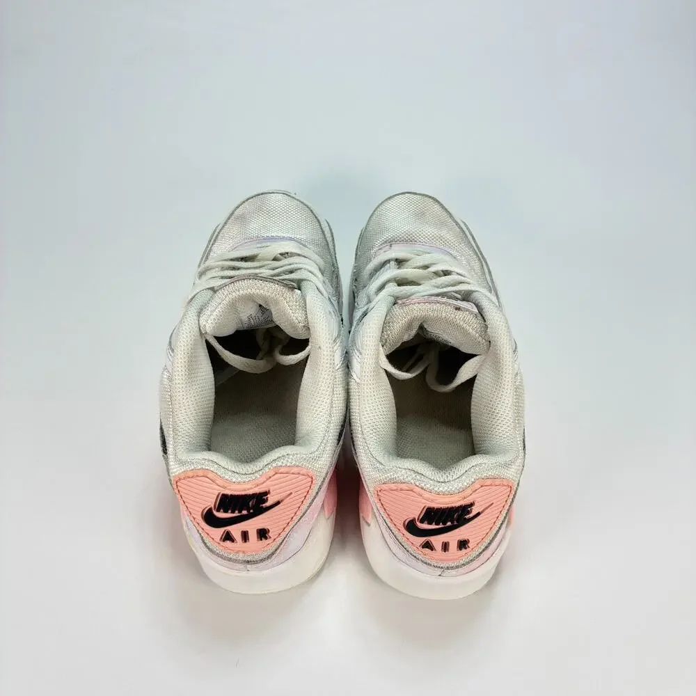 Nike Air Max 90 White Pink Tie Dye Casual Sneakers Shoes DM3110-100 Youth Sz 5Y